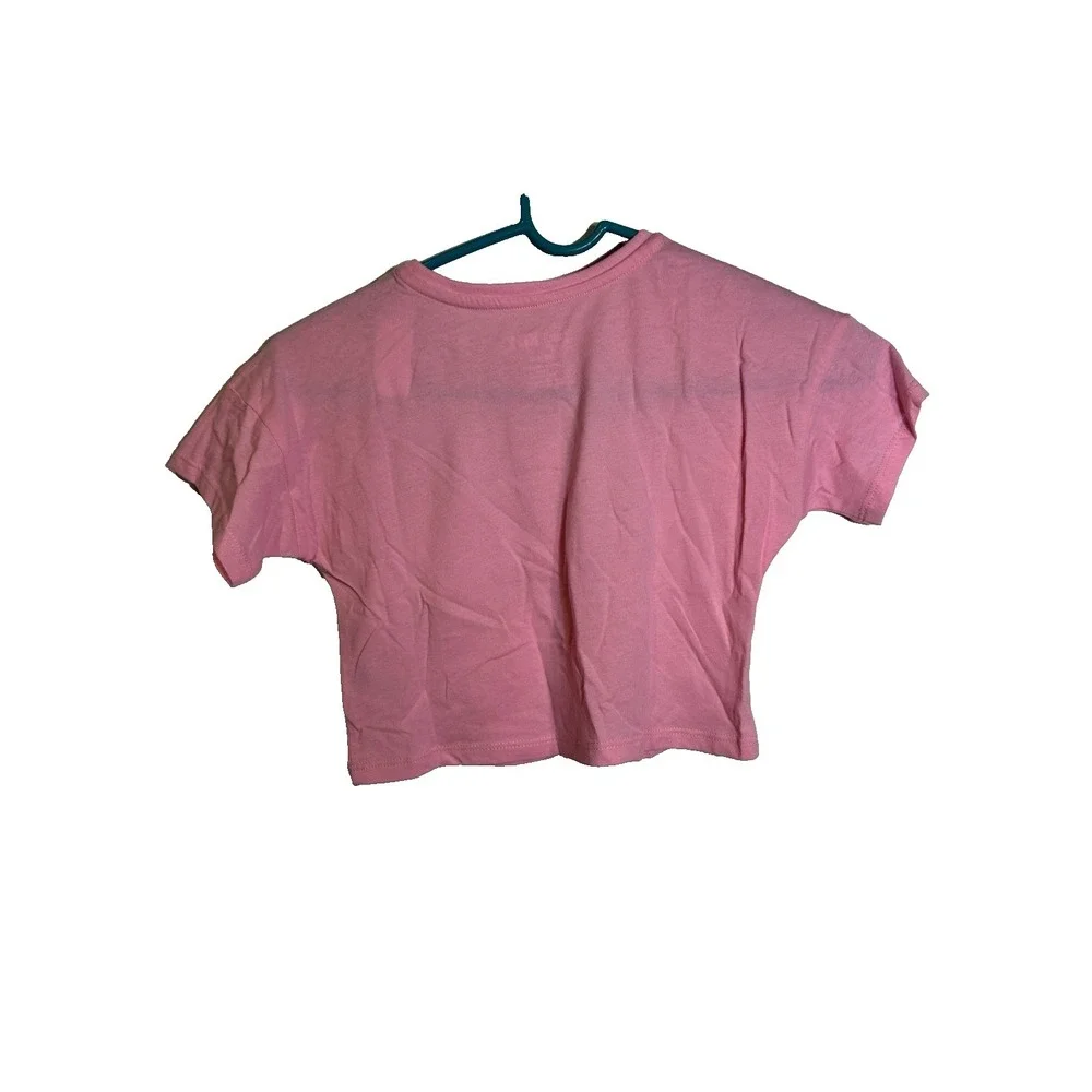 wonder nation KISS girls‎ pink crop top short sleeve shirt size XS 4 5